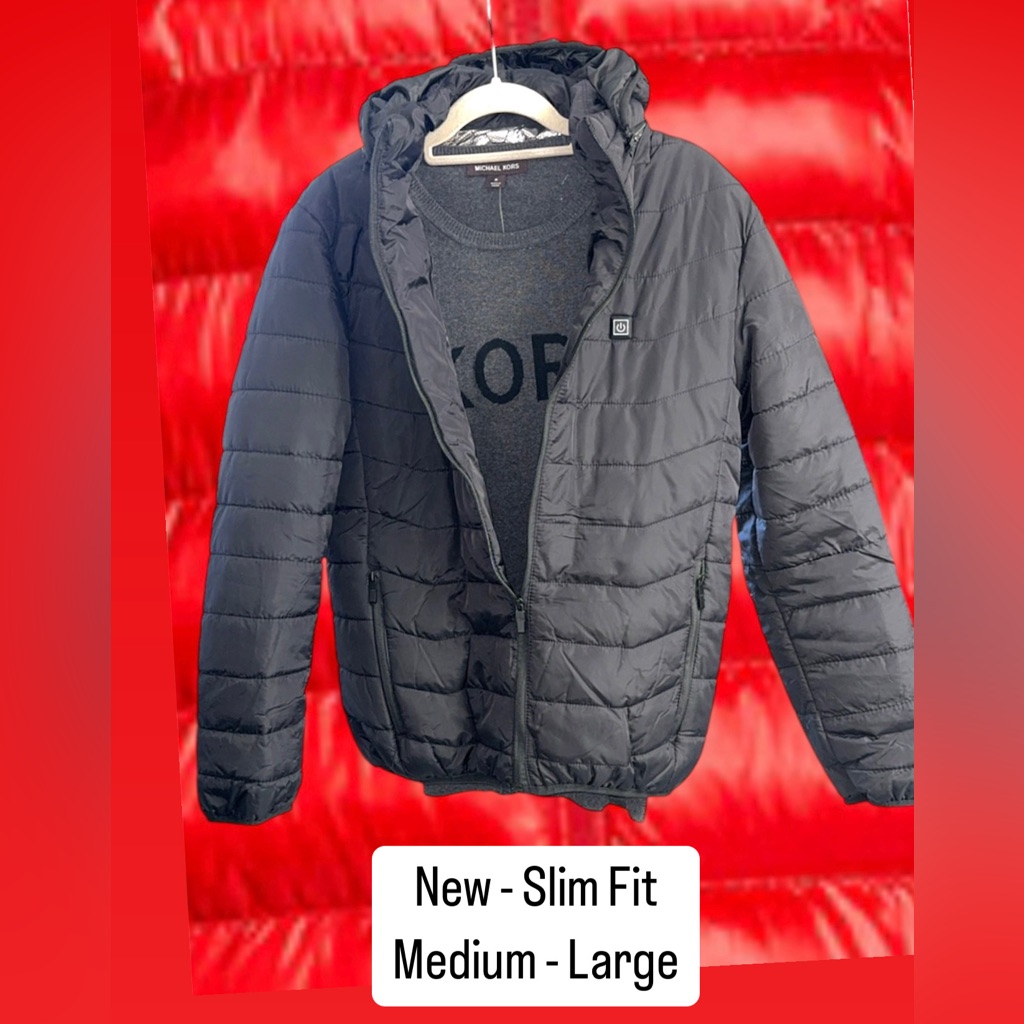 ** Brand New - Black Glossed Lightweight Puffer Jacket - Fits Medium To Large **